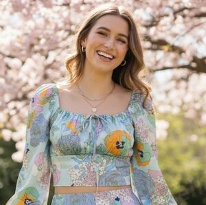 Rue21 Blouse Womens Size Small Off Shoulder Floral Pattern Ruffled Boho